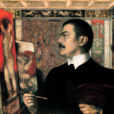 Franz von Stuck in seinem Atelier, Selbstbildnis, 1905